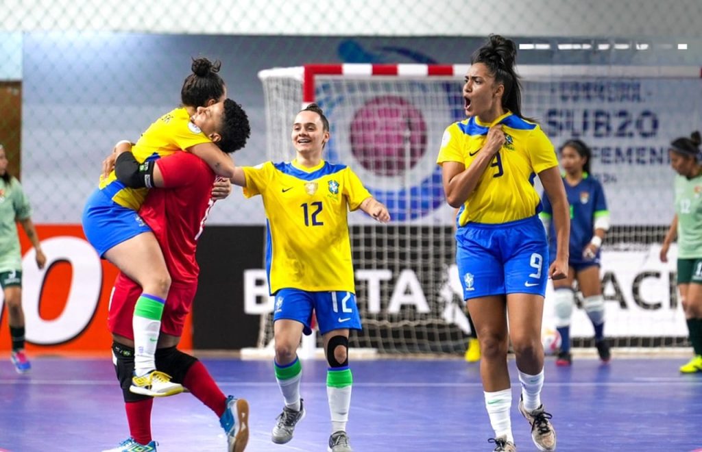 Brasil en pleno festejo en su partido inicial: Foto Conmebol